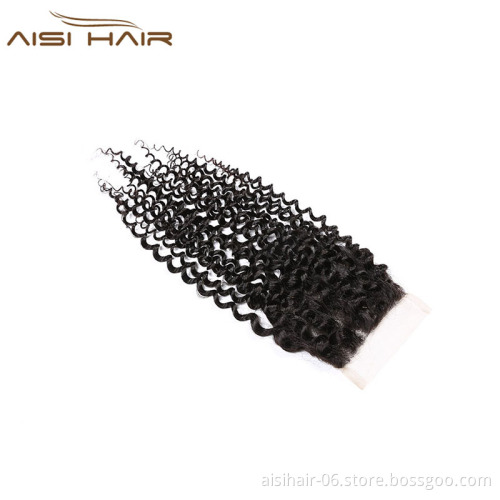 Brazilian Afro Curly 4*4 Lace Closure Human Hair Human Hair Extensions Natural Color Human Hair